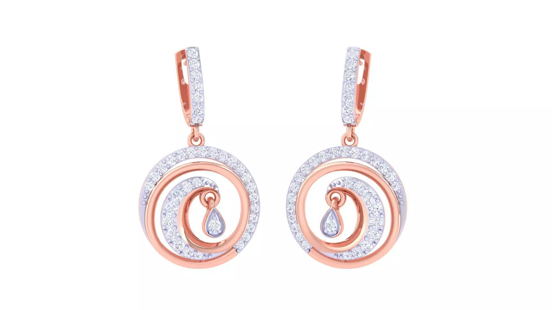 Hanging Diamond Women Drop Earrings 3dm stl 3mf obj glb gltf 3D print model_0