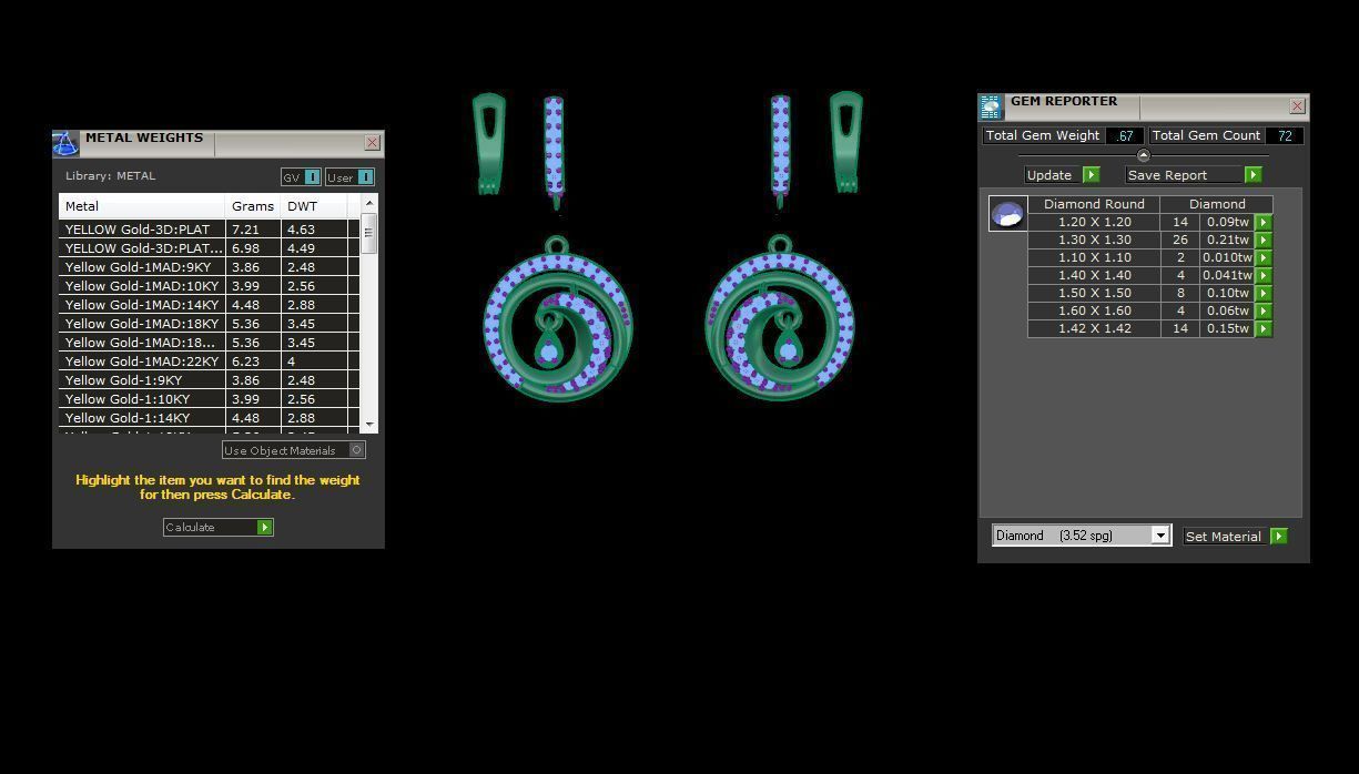 Hanging Diamond Women Drop Earrings 3dm stl 3mf obj glb gltf 3D print model_3