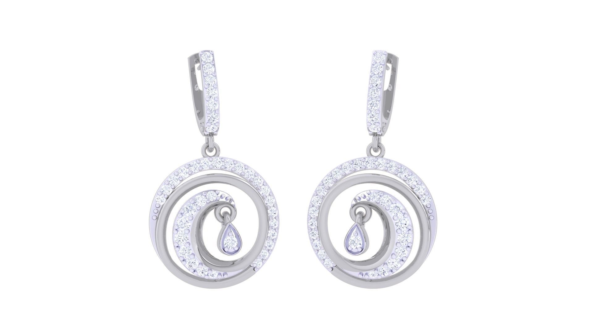 Hanging Diamond Women Drop Earrings 3dm stl 3mf obj glb gltf 3D print model_1