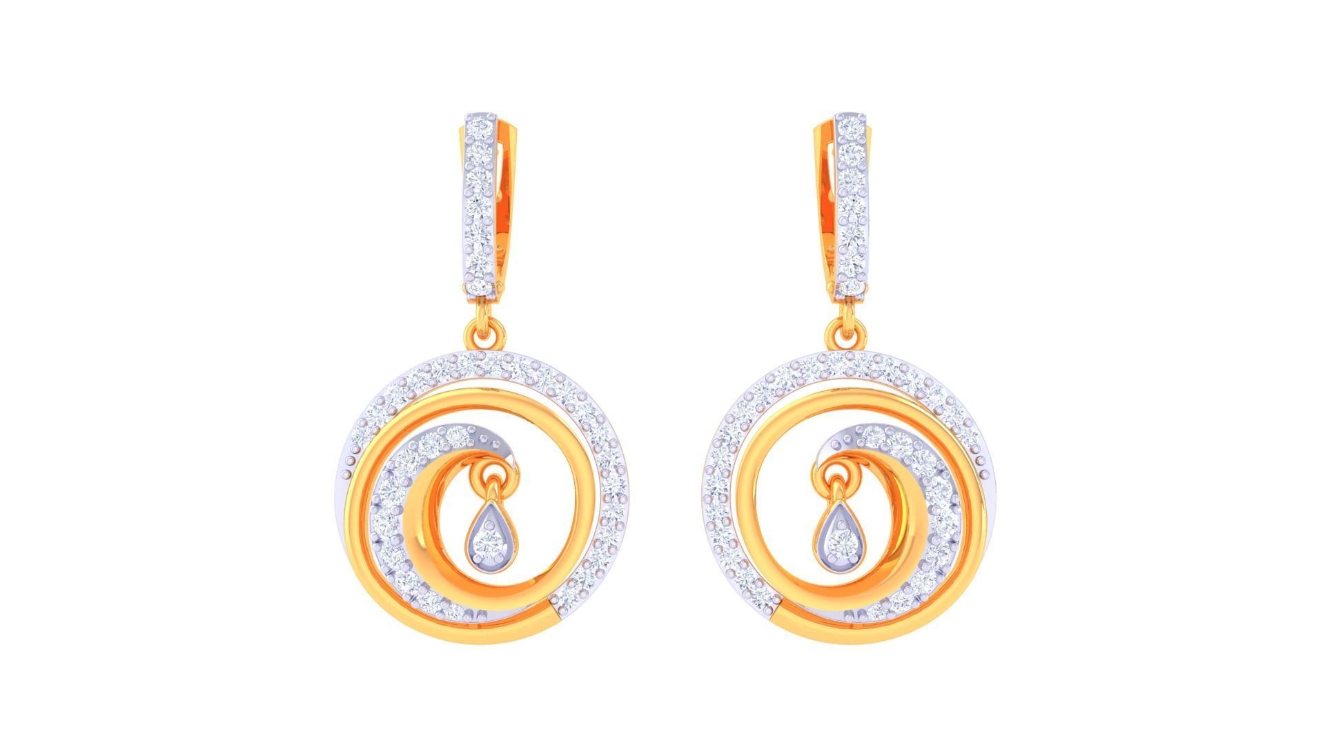 Hanging Diamond Women Drop Earrings 3dm stl 3mf obj glb gltf 3D print model_5