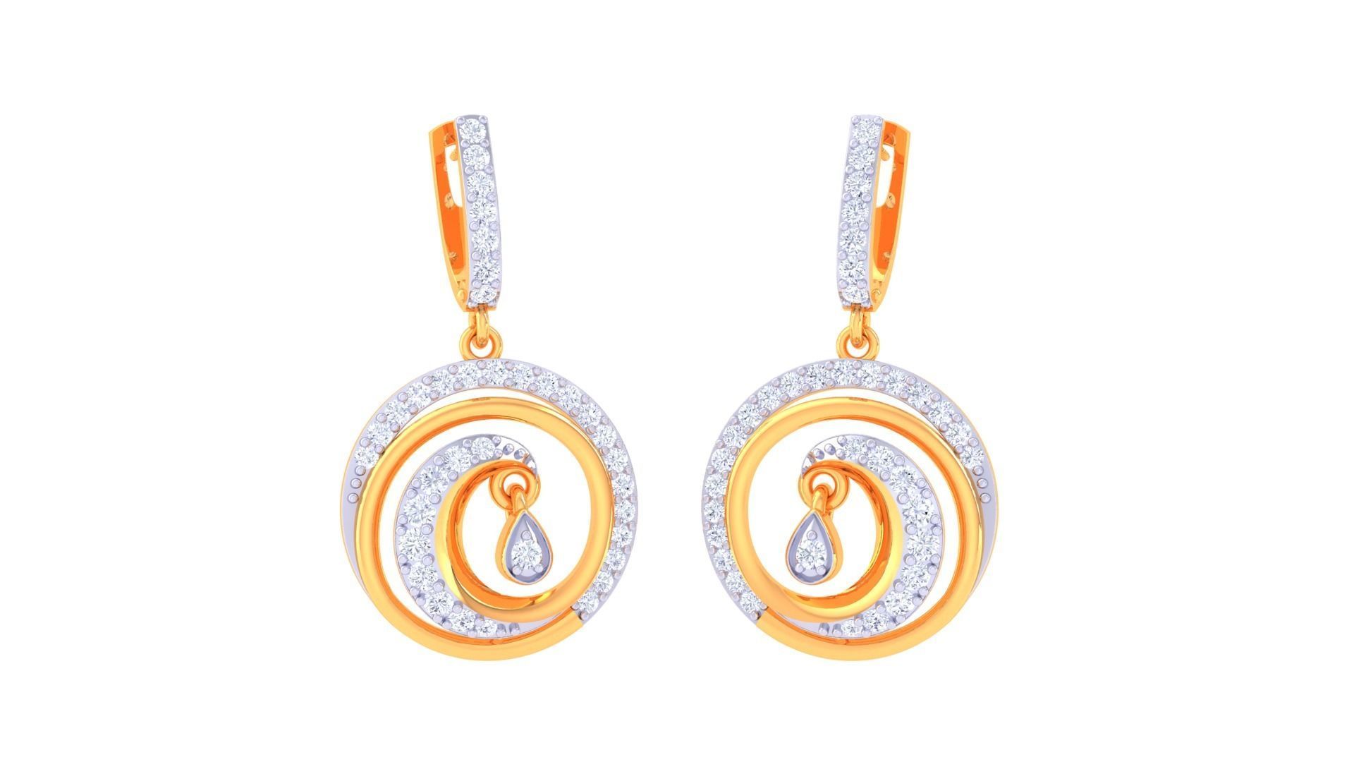 Hanging Diamond Women Drop Earrings 3dm stl 3mf obj glb gltf 3D print model_4