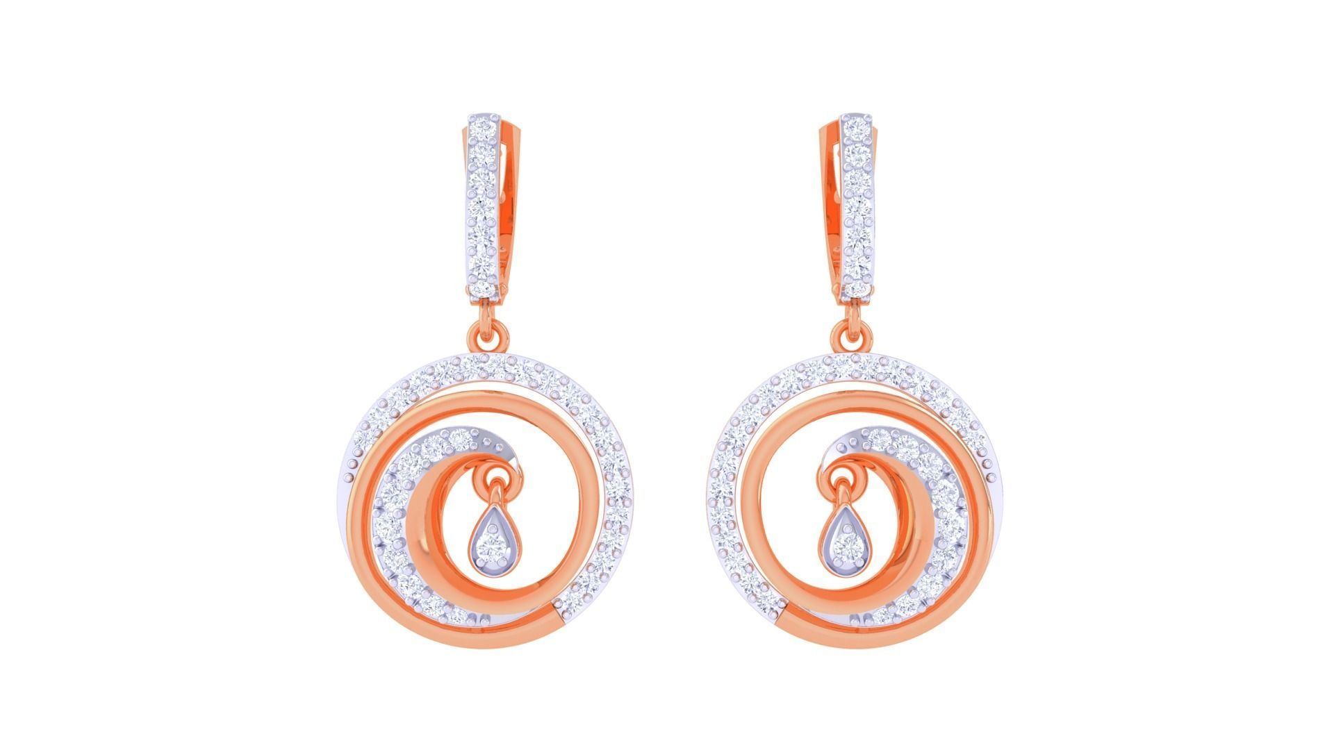 Hanging Diamond Women Drop Earrings 3dm stl 3mf obj glb gltf 3D print model_7