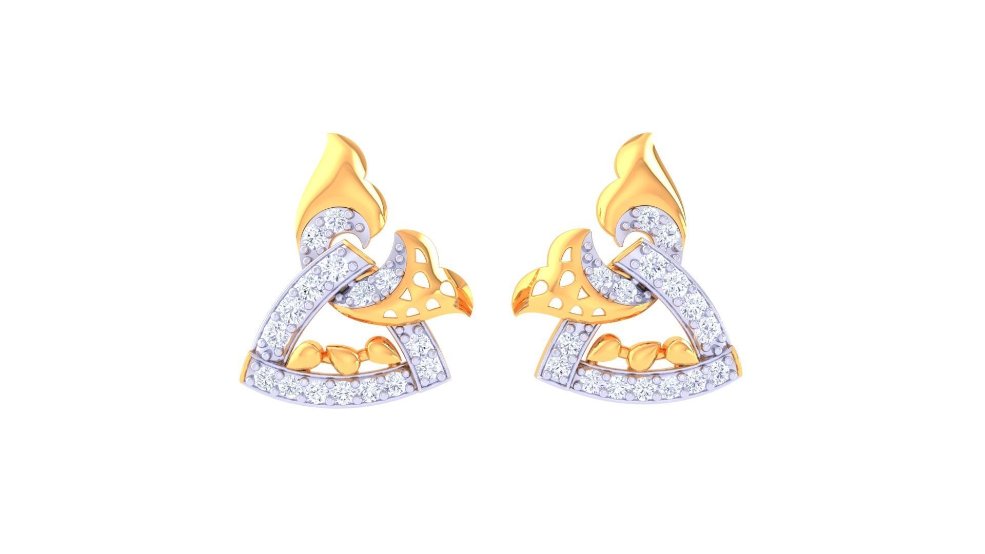 Women Studs Earrings 3dm stl 3mf obj glb gltf render details 3D print model_6