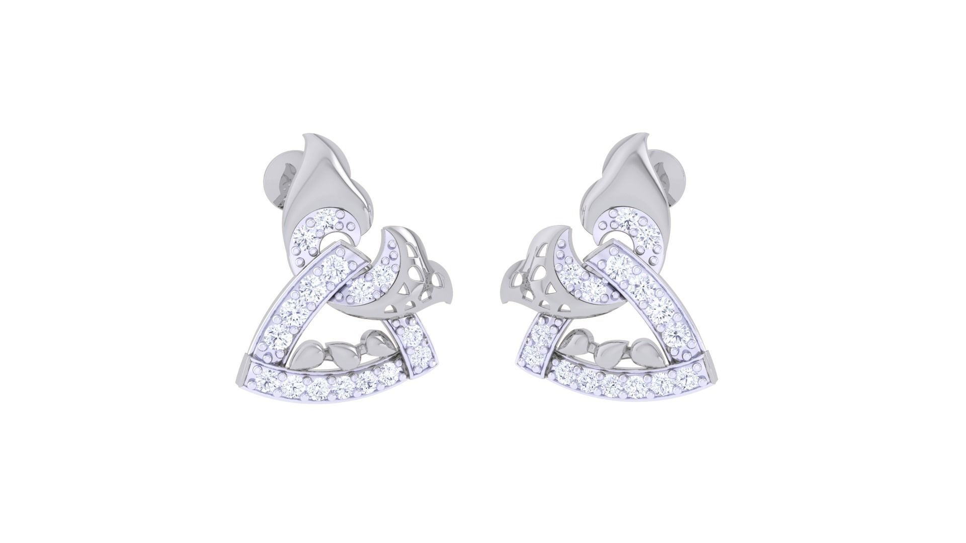 Women Studs Earrings 3dm stl 3mf obj glb gltf render details 3D print model_3