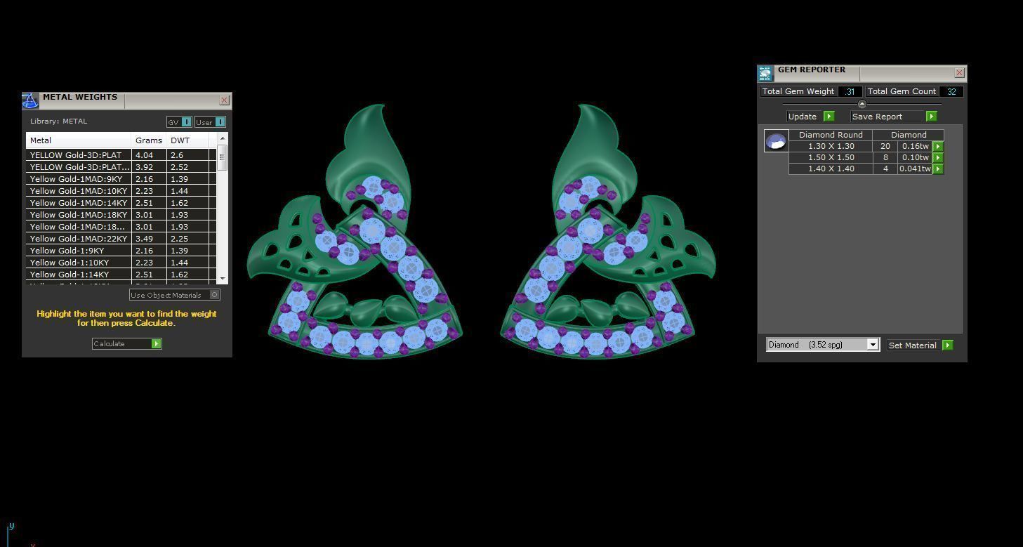 Women Studs Earrings 3dm stl 3mf obj glb gltf render details 3D print model_5