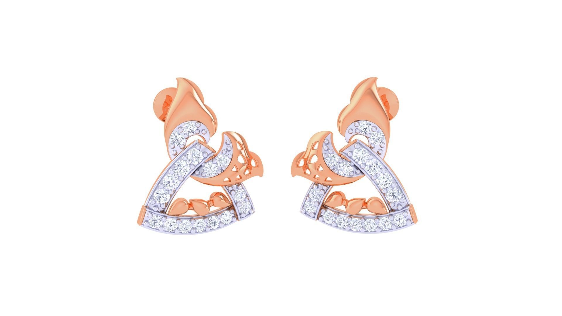 Women Studs Earrings 3dm stl 3mf obj glb gltf render details 3D print model_4