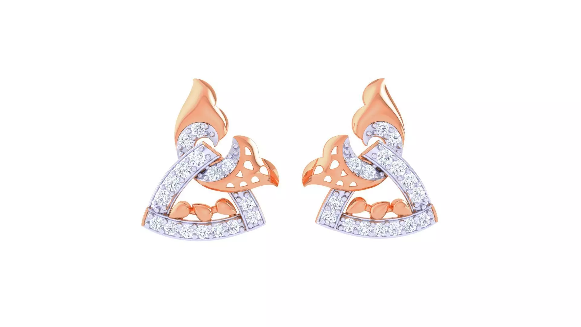 Women Studs Earrings 3dm stl 3mf obj glb gltf render details 3D print model_0