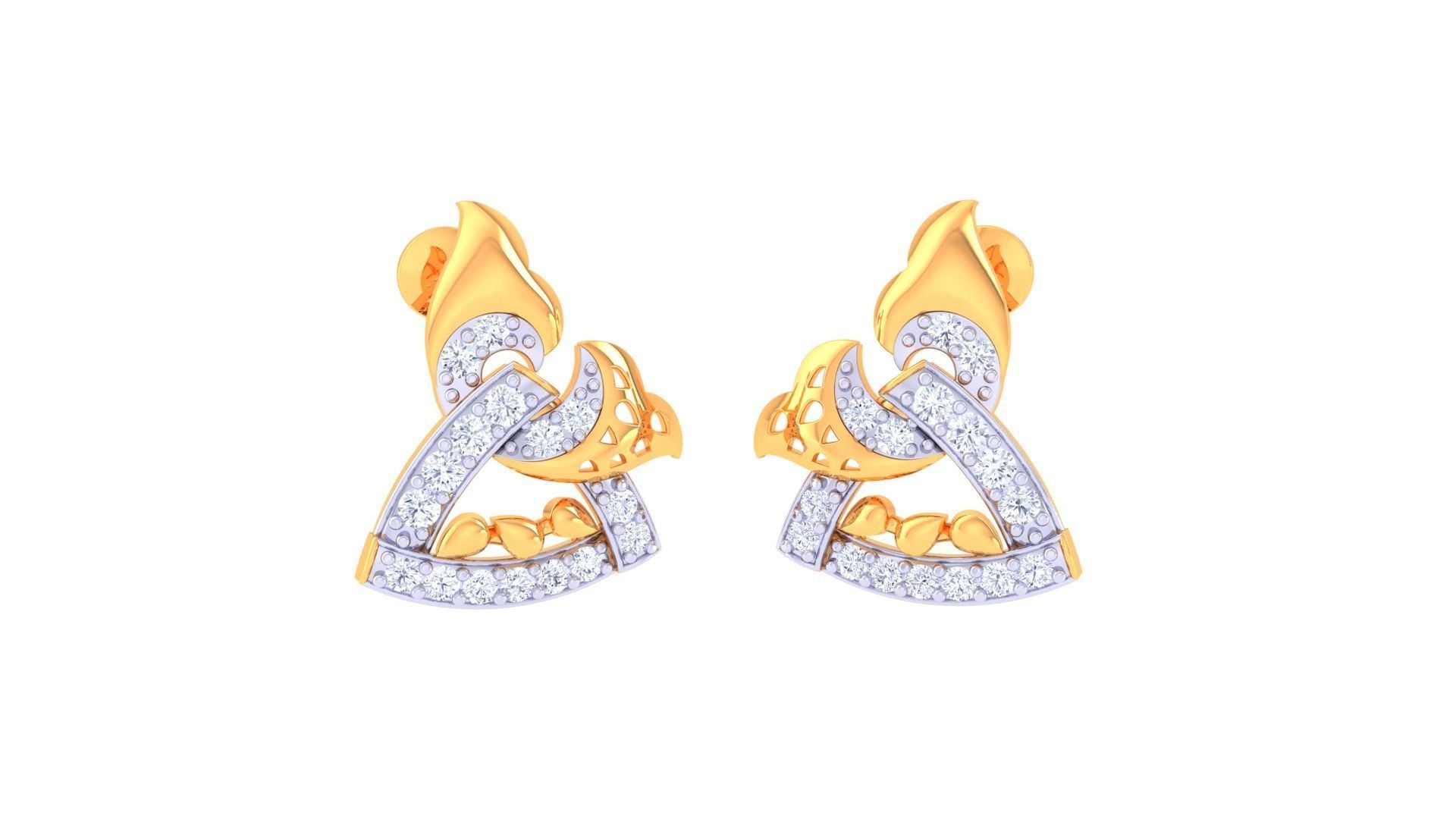 Women Studs Earrings 3dm stl 3mf obj glb gltf render details 3D print model_2