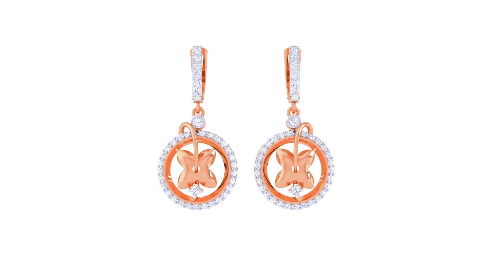 Flower Women Drop Earrings 3dm stl 3mf obj glb gltf render 3D print model_7