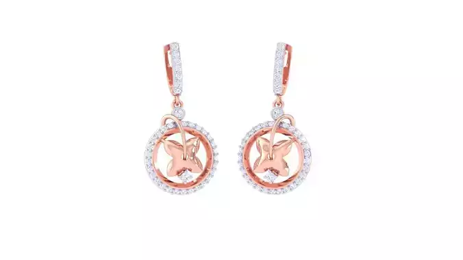 Flower Women Drop Earrings 3dm stl 3mf obj glb gltf render 3D print model