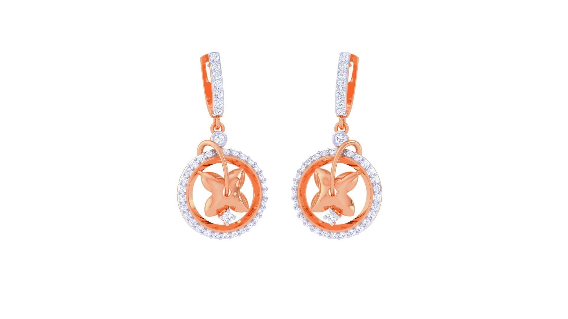 Flower Women Drop Earrings 3dm stl 3mf obj glb gltf render 3D print model_3