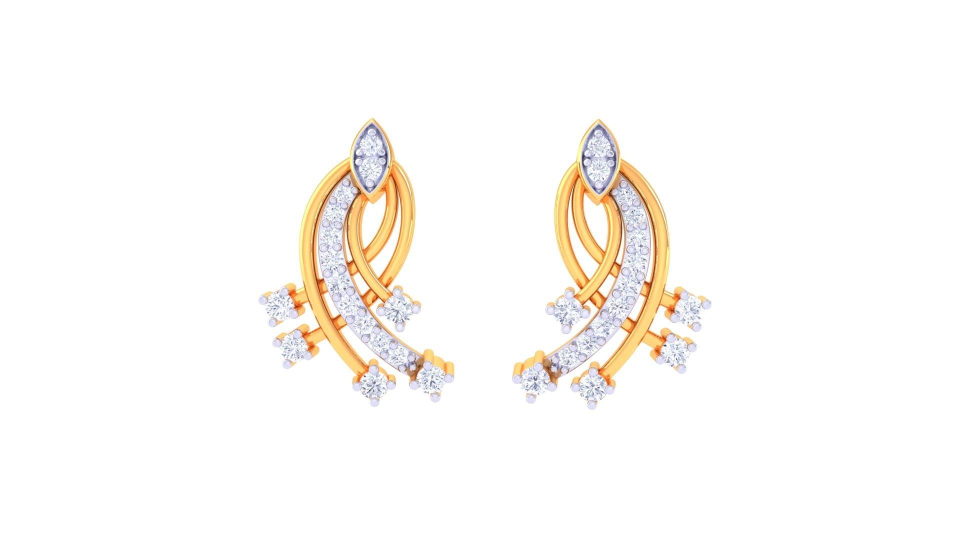 Women Studs Earrings 3dm stl 3mf obj glb gltf render details 3D print model_6