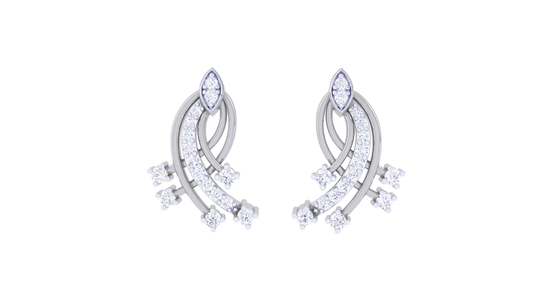 Women Studs Earrings 3dm stl 3mf obj glb gltf render details 3D print model_7