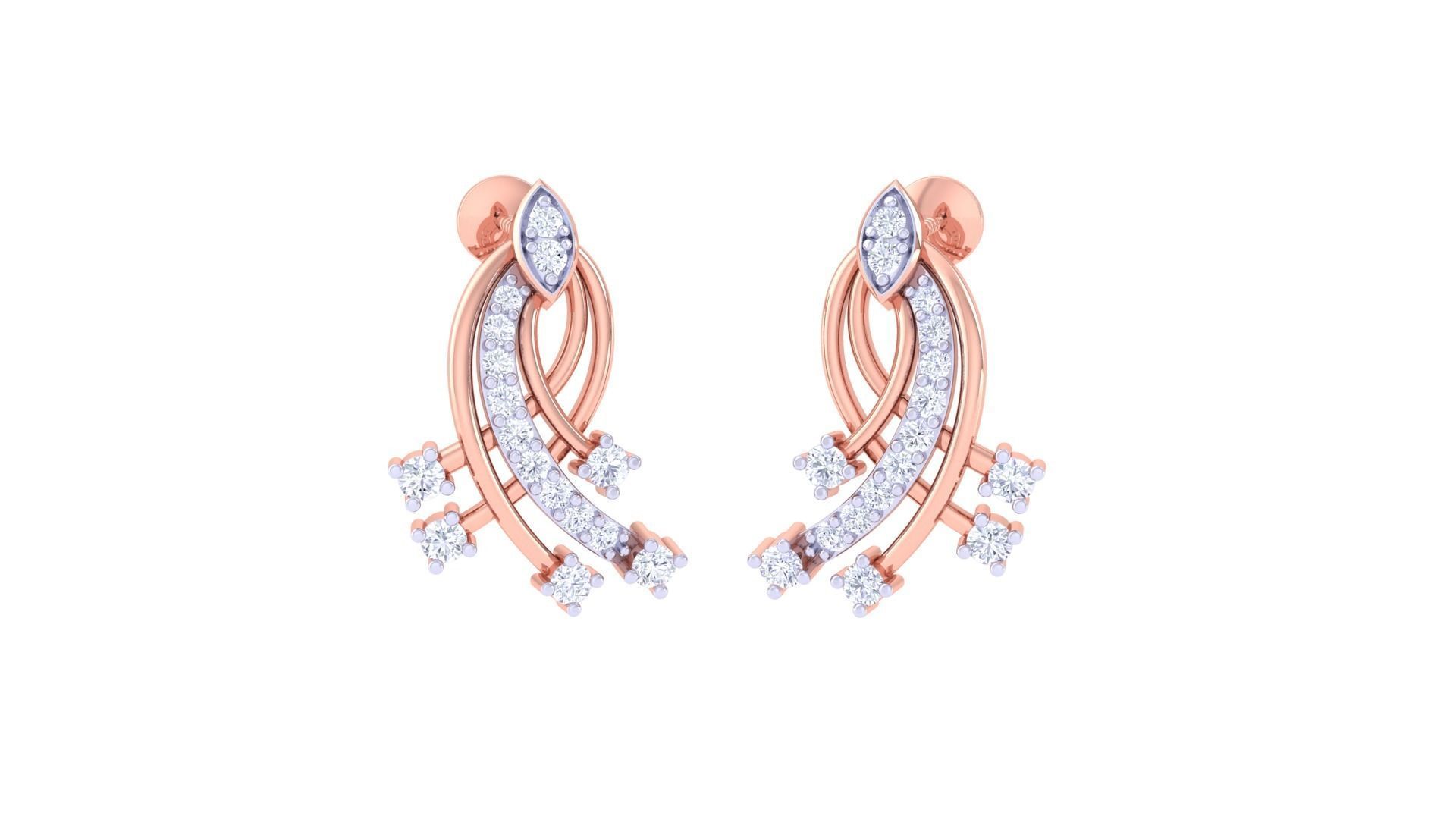 Women Studs Earrings 3dm stl 3mf obj glb gltf render details 3D print model_1