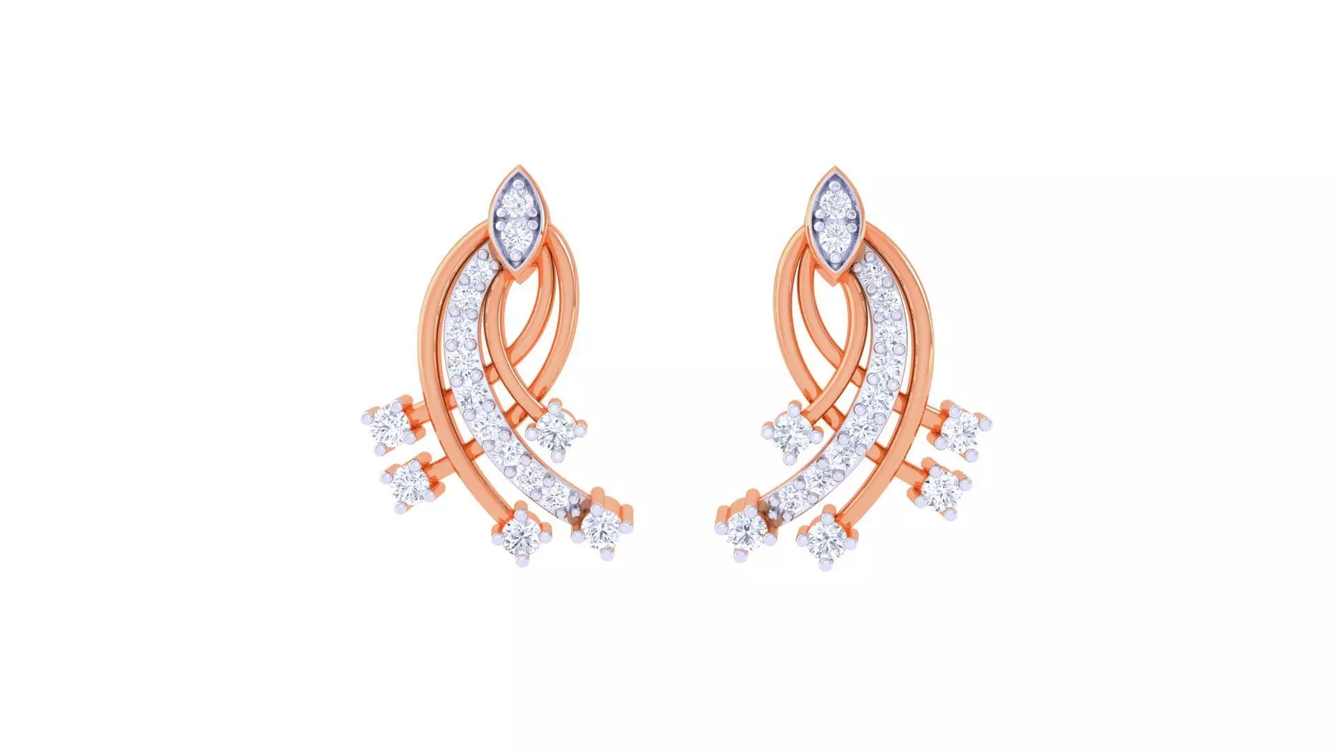 Women Studs Earrings 3dm stl 3mf obj glb gltf render details 3D print model_0