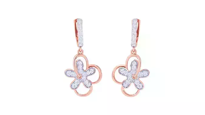 Flower Women Drop Earrings 3dm stl 3mf obj glb gltf render 3D print model