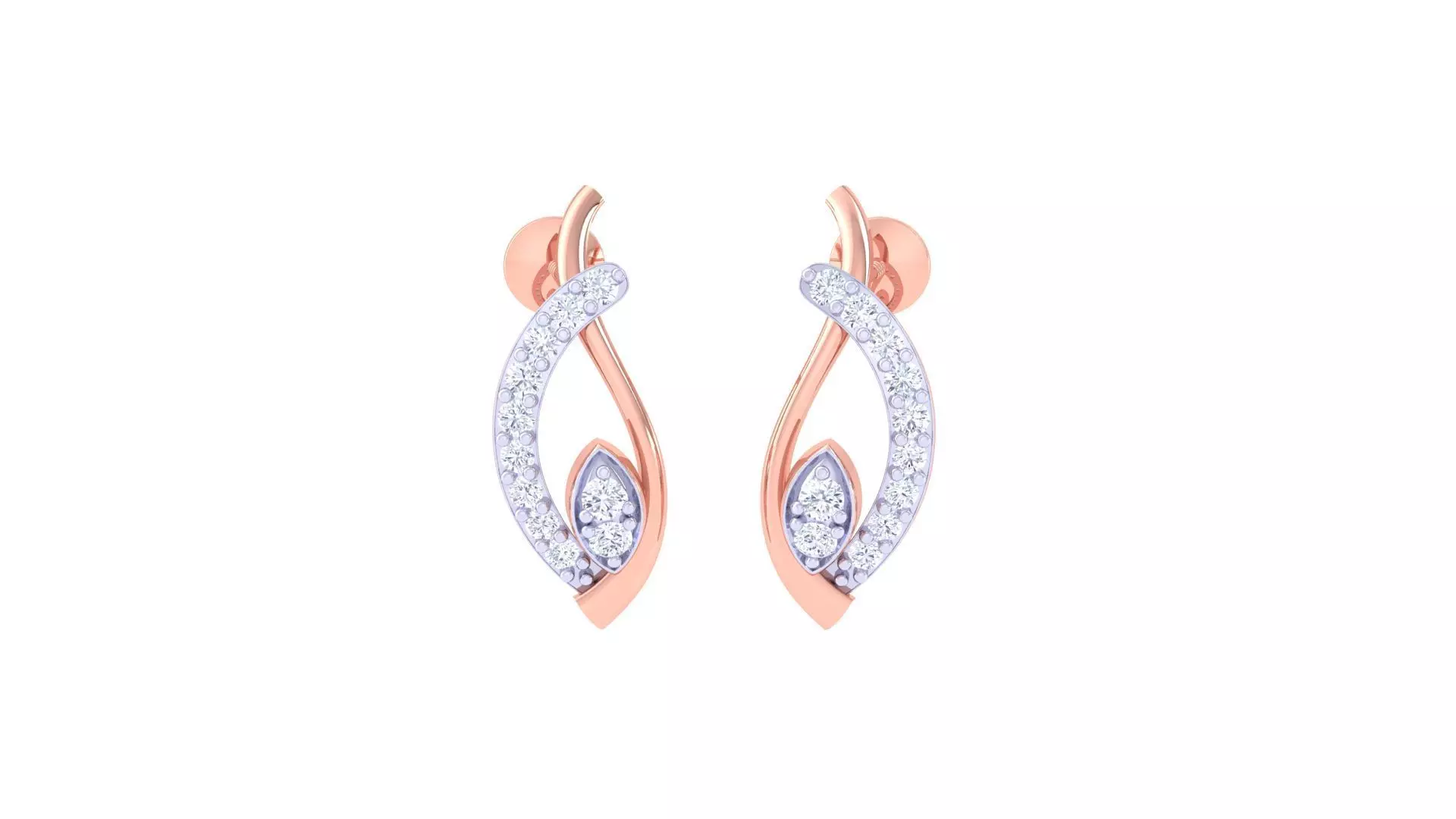 Women Studs Earrings 3dm stl 3mf obj glb gltf render details 3D print model_0