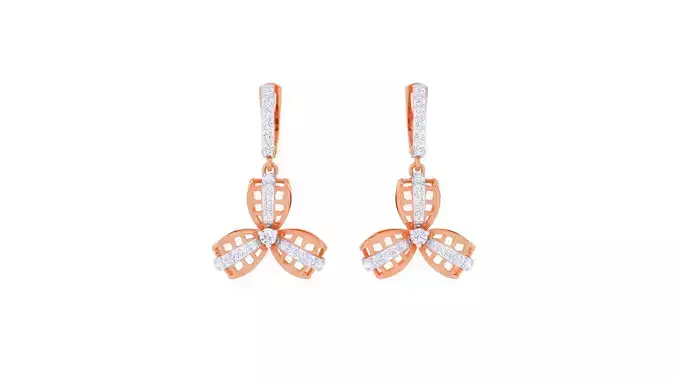 Flower Women Drop Earrings 3dm stl 3mf obj glb gltf render 3D print model