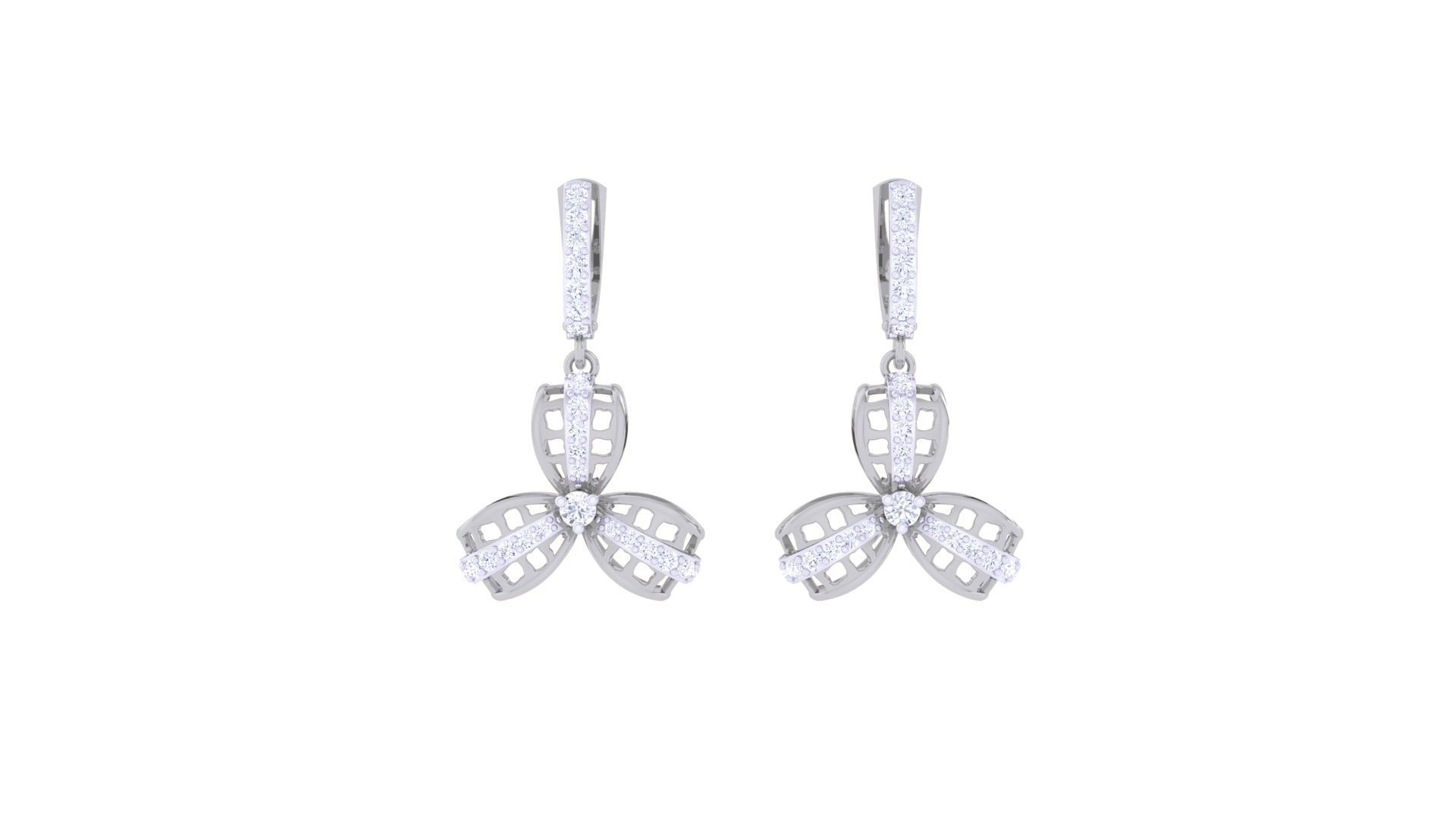 Flower Women Drop Earrings 3dm stl 3mf obj glb gltf render 3D print model_6