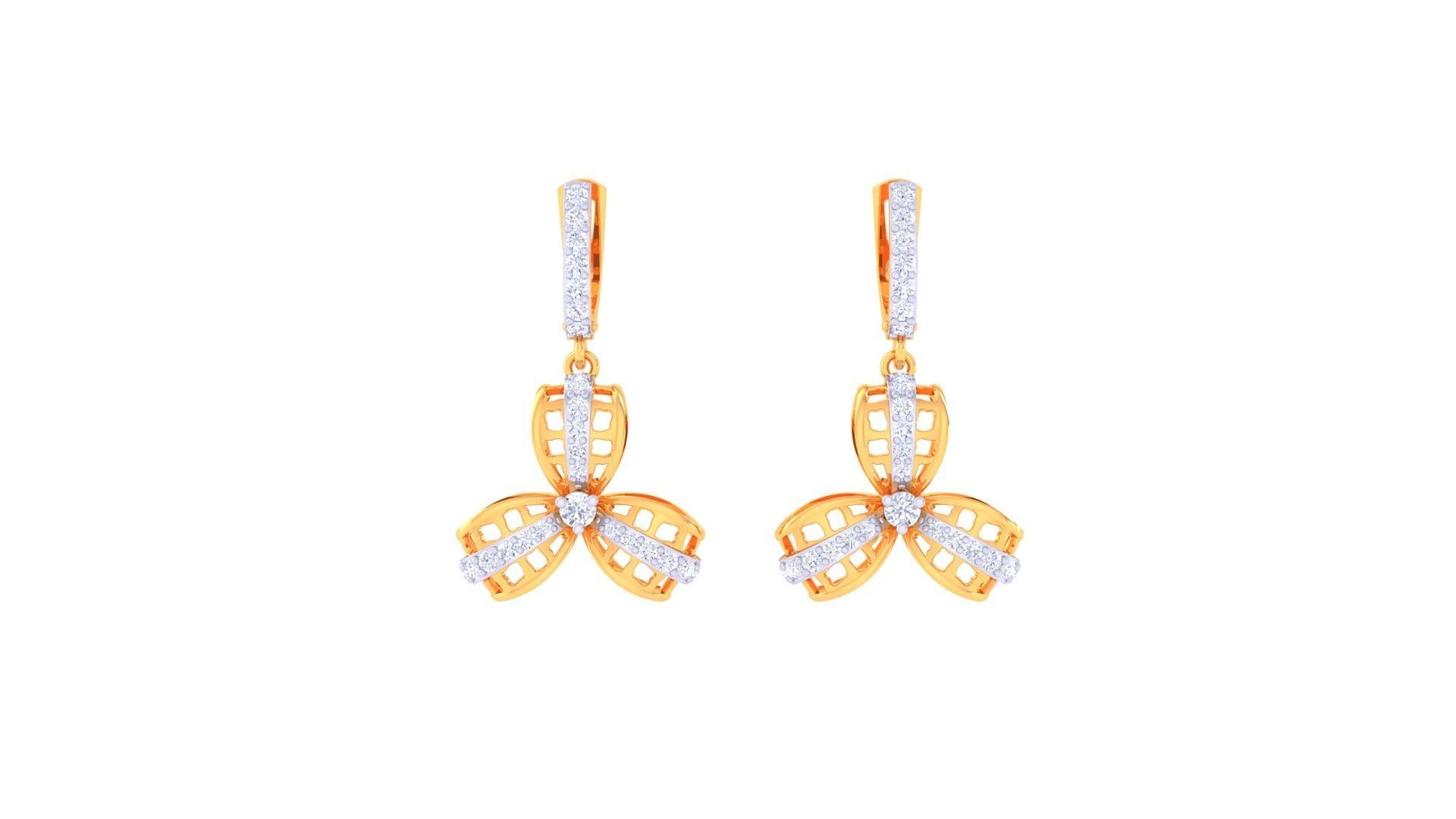 Flower Women Drop Earrings 3dm stl 3mf obj glb gltf render 3D print model_7