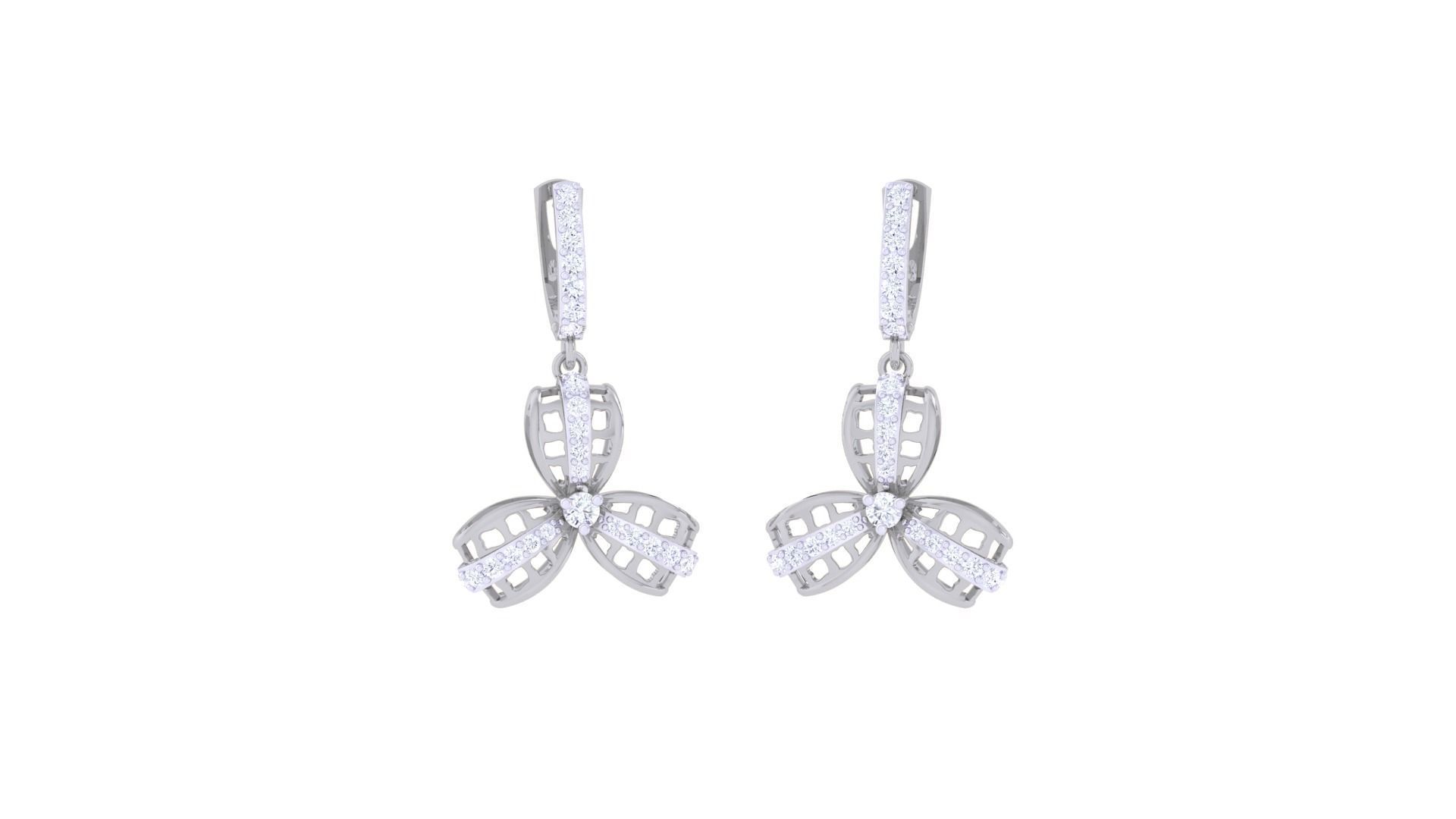 Flower Women Drop Earrings 3dm stl 3mf obj glb gltf render 3D print model_4