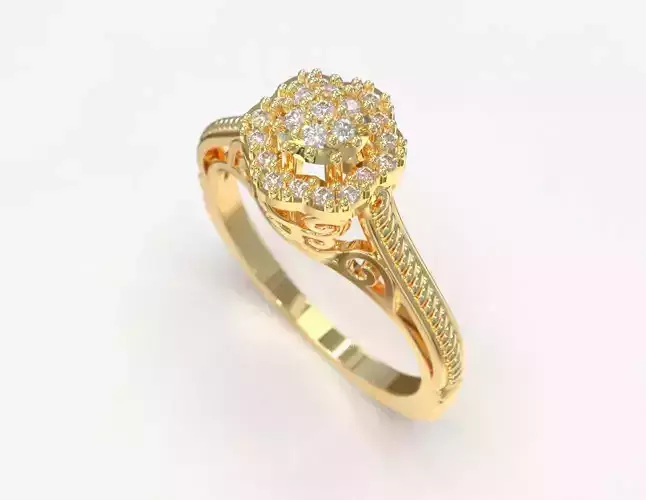 solitaire ring 2 3D print model