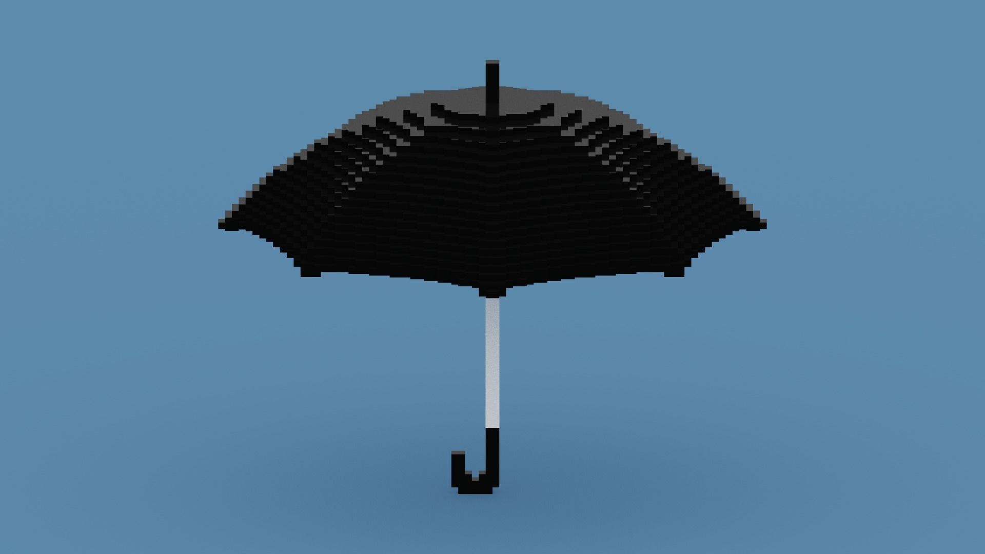 Voxel Black Umbrella Low-poly 3D model_8