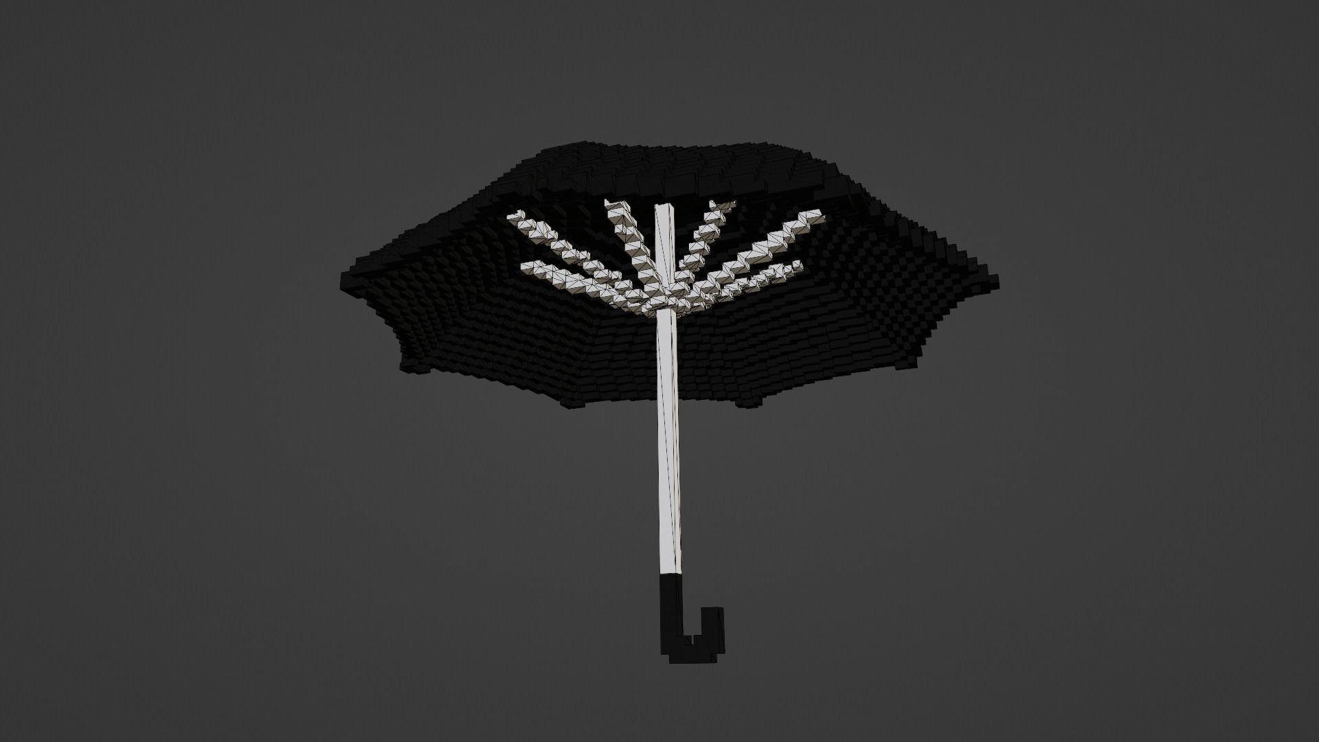Voxel Black Umbrella Low-poly 3D model_12