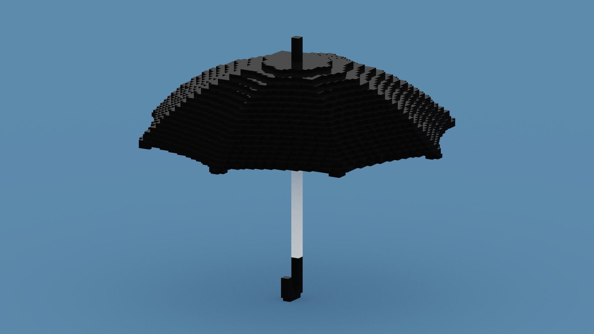 Voxel Black Umbrella Low-poly 3D model_4