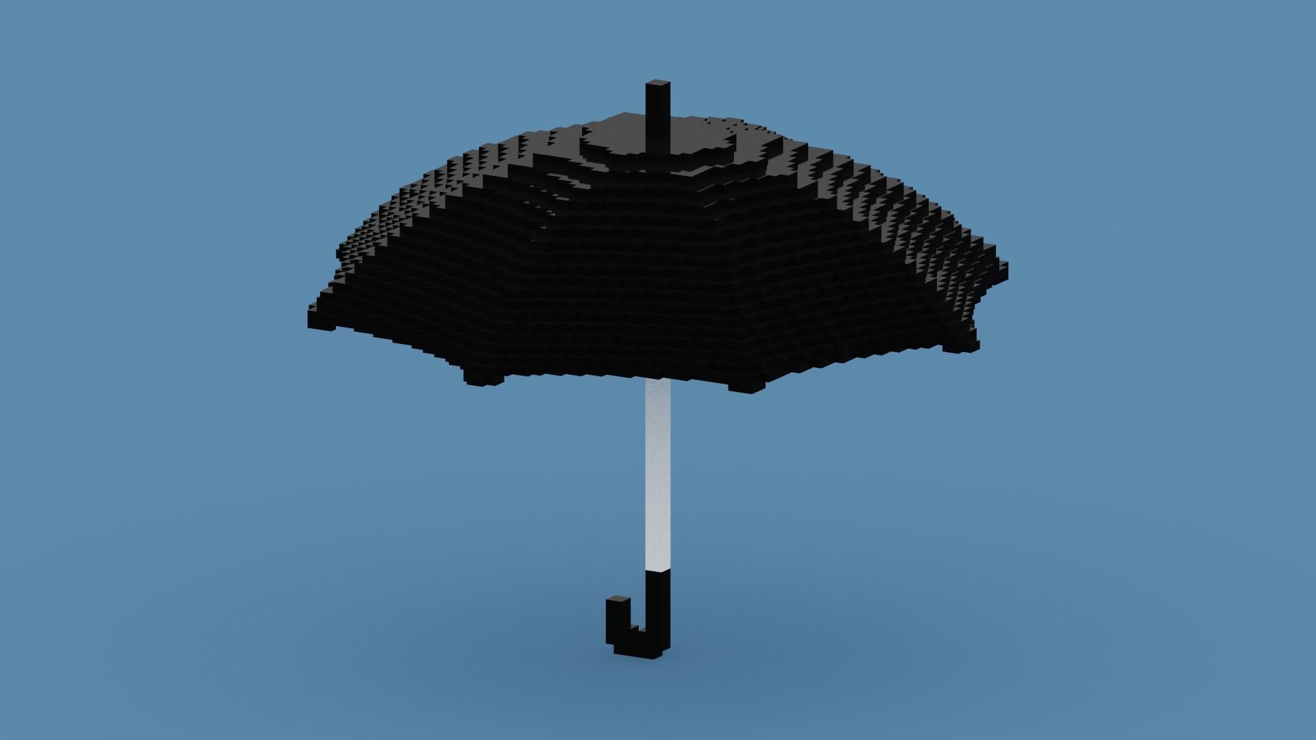 Voxel Black Umbrella Low-poly 3D model_7