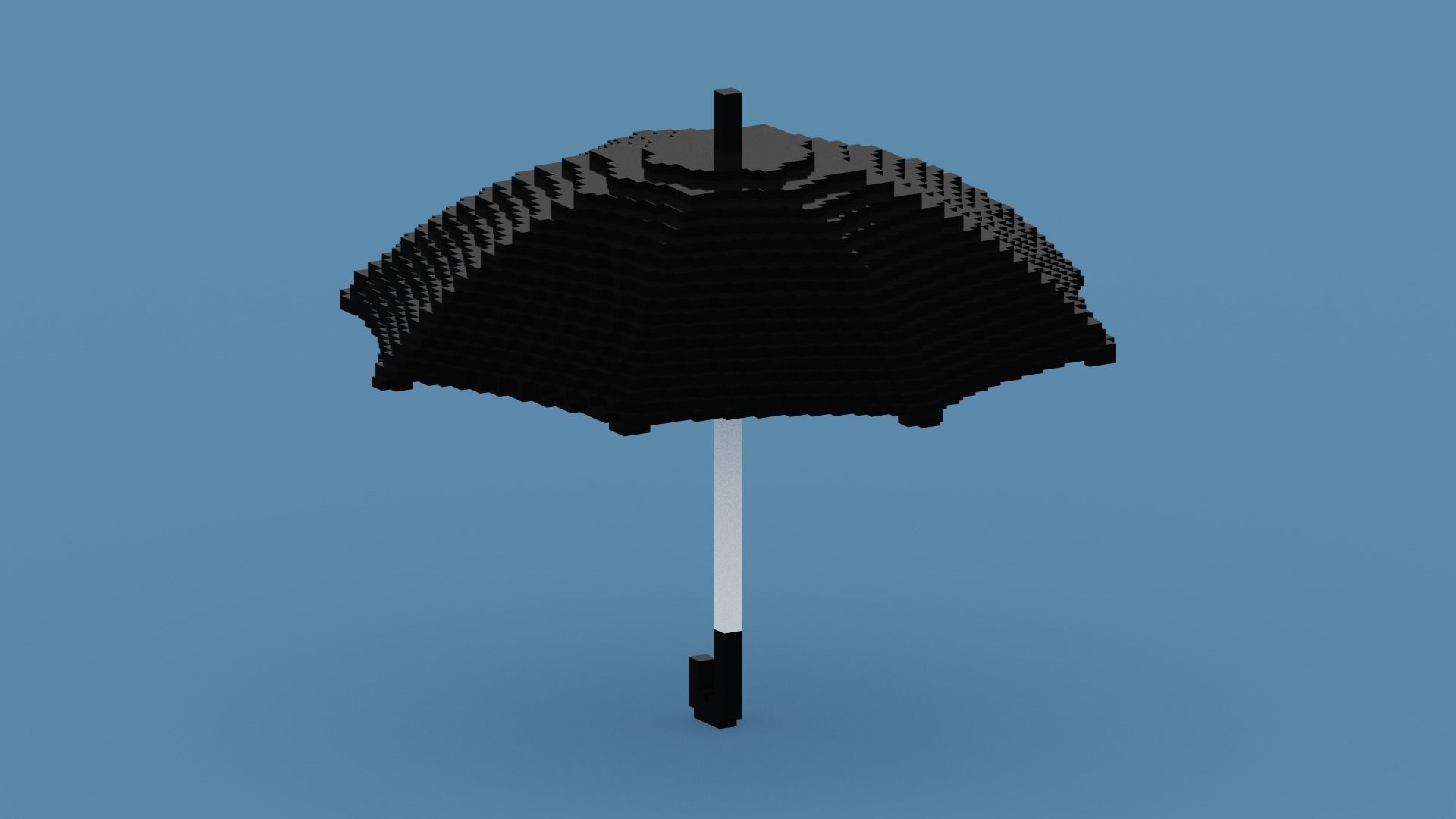 Voxel Black Umbrella Low-poly 3D model_10