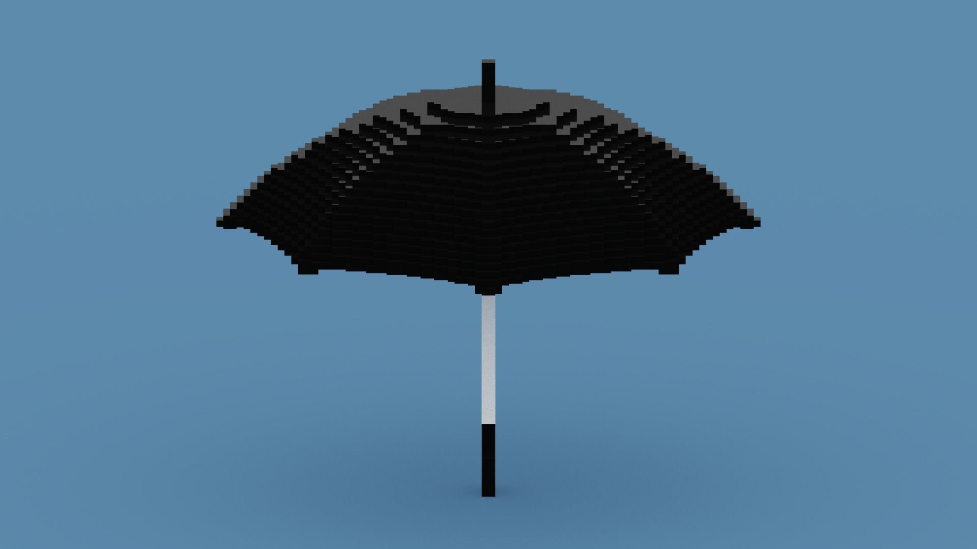 Voxel Black Umbrella Low-poly 3D model_6