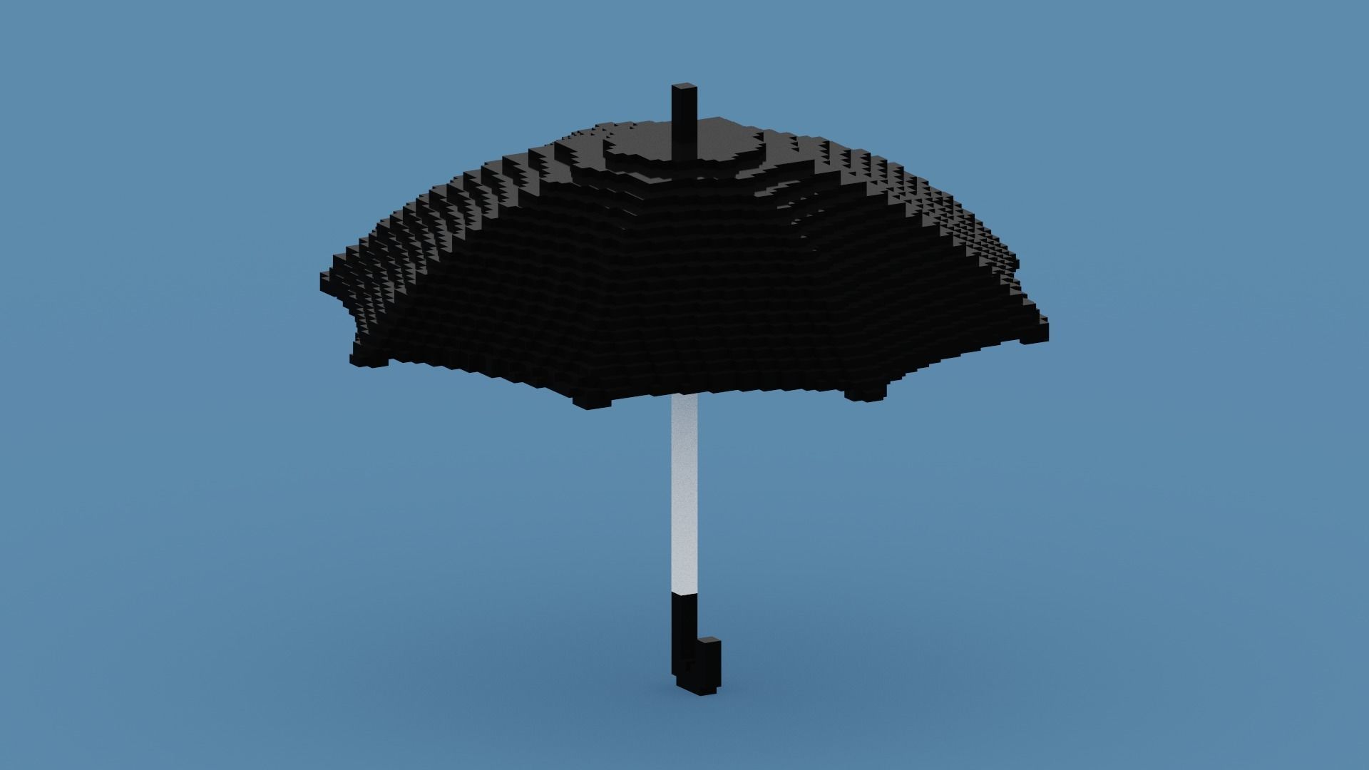 Voxel Black Umbrella Low-poly 3D model_2