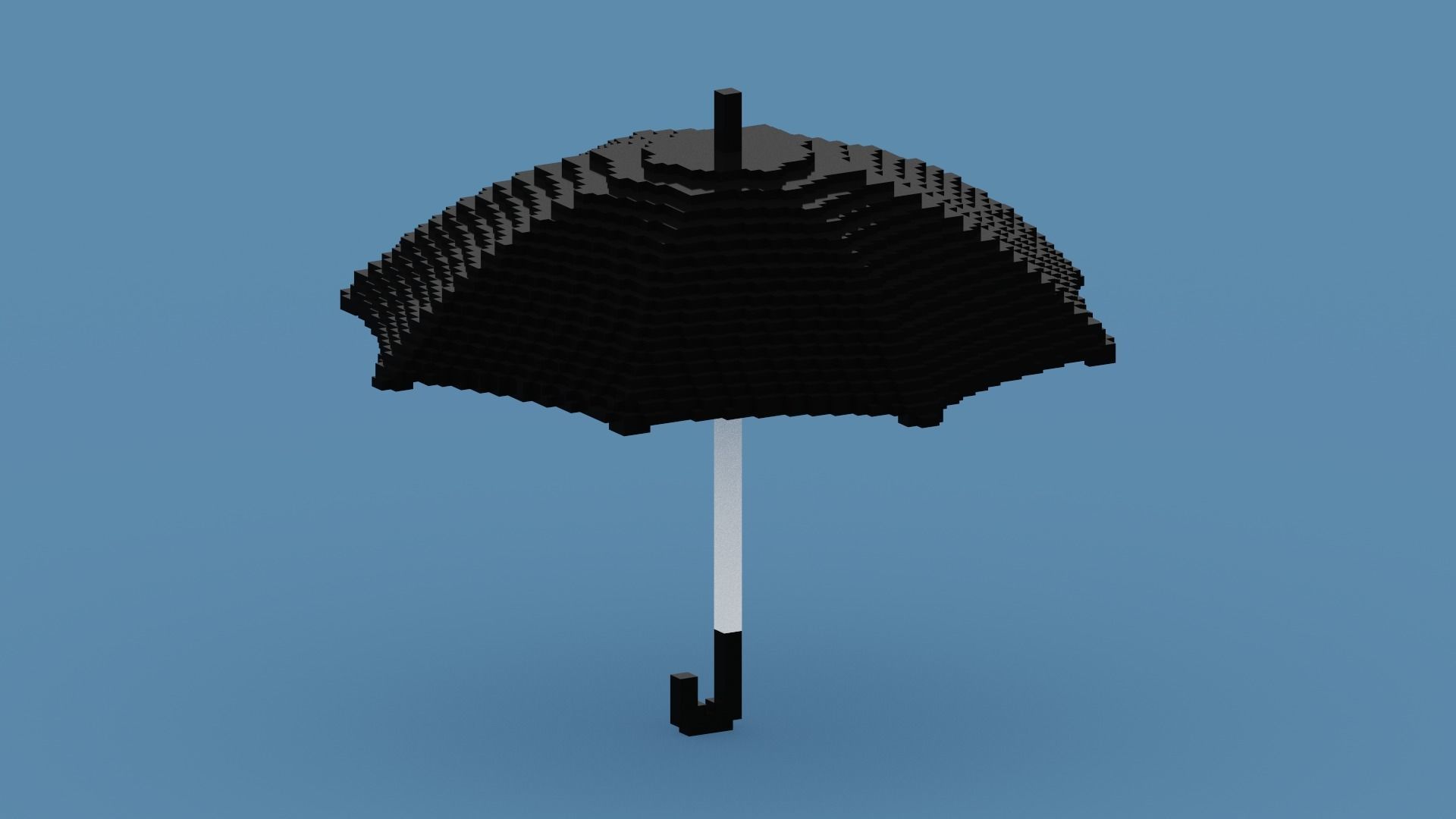 Voxel Black Umbrella Low-poly 3D model_3