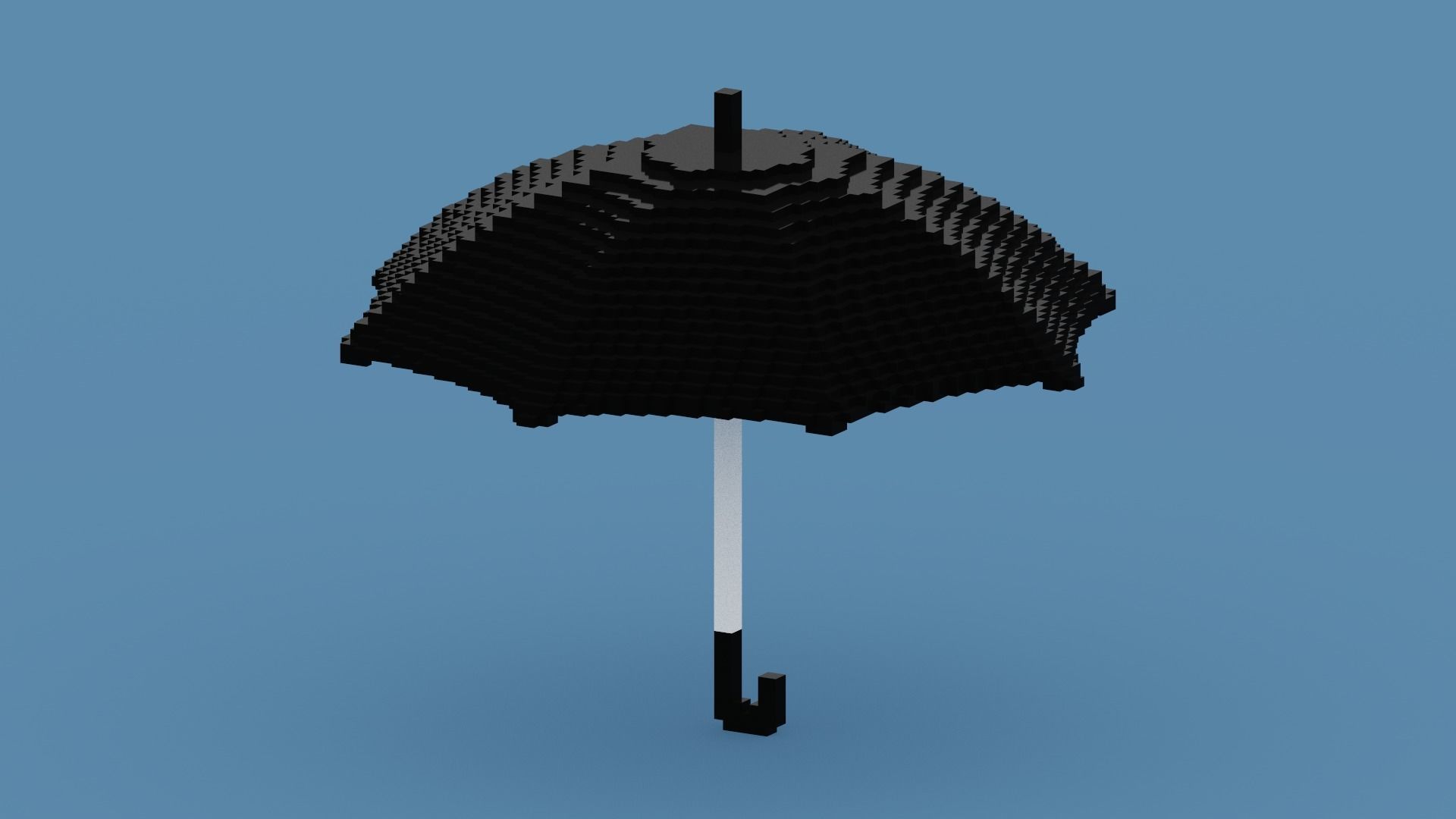 Voxel Black Umbrella Low-poly 3D model_5