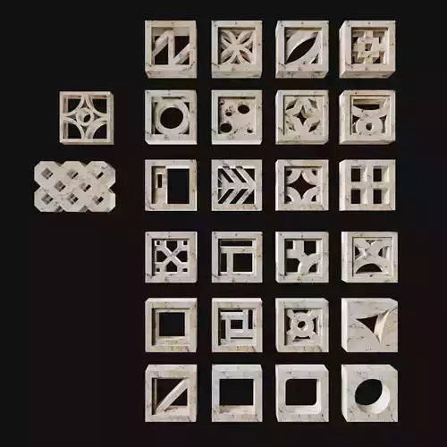 Breeze Concrete Blocks Wall Decoration Patterns 3D model