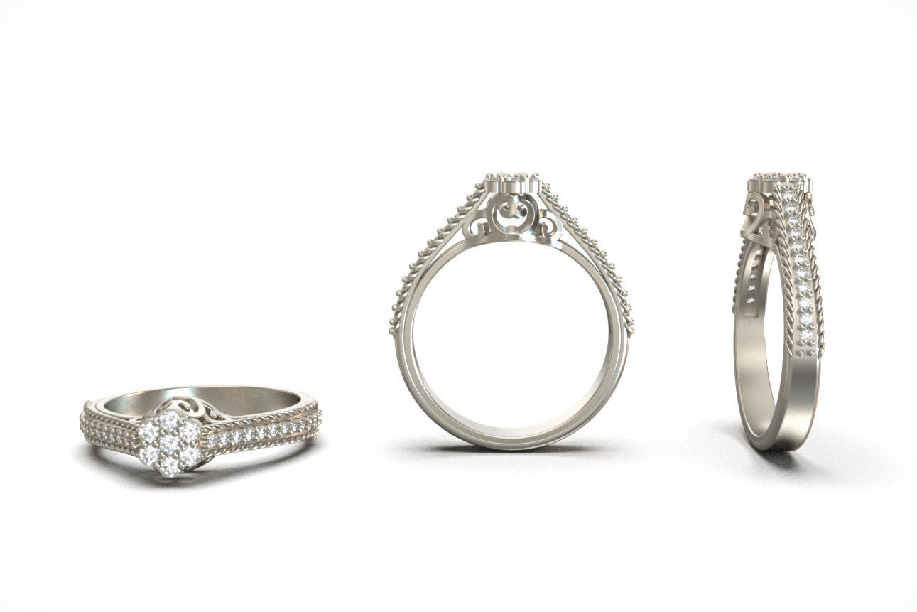 solitaire ring 5 3D print model_3