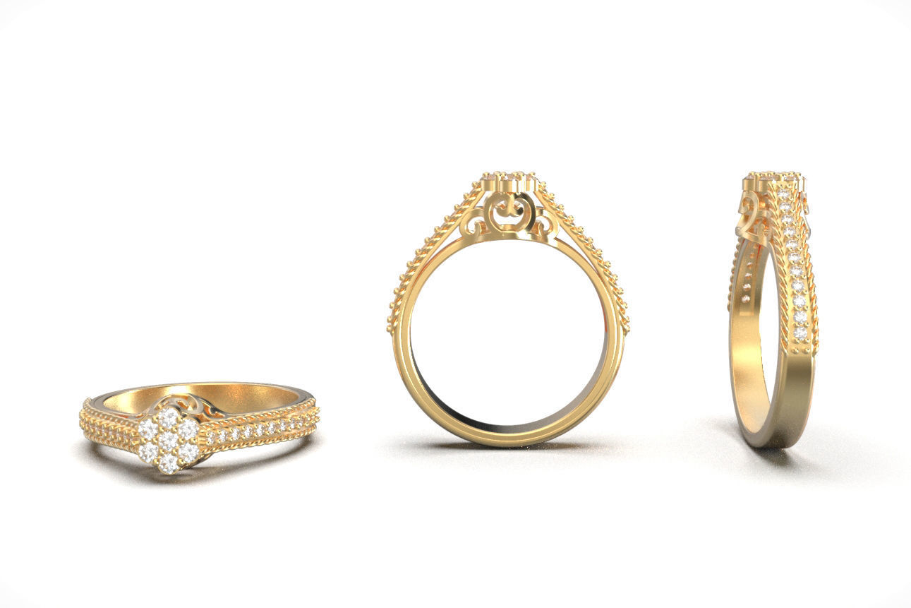 solitaire ring 5 3D print model_1
