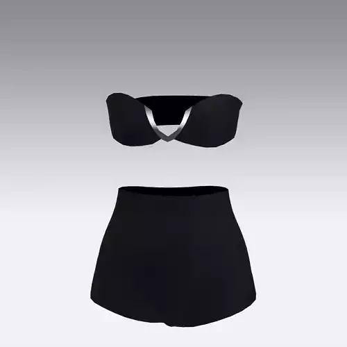 Swimwear look two pieces black metalic detail