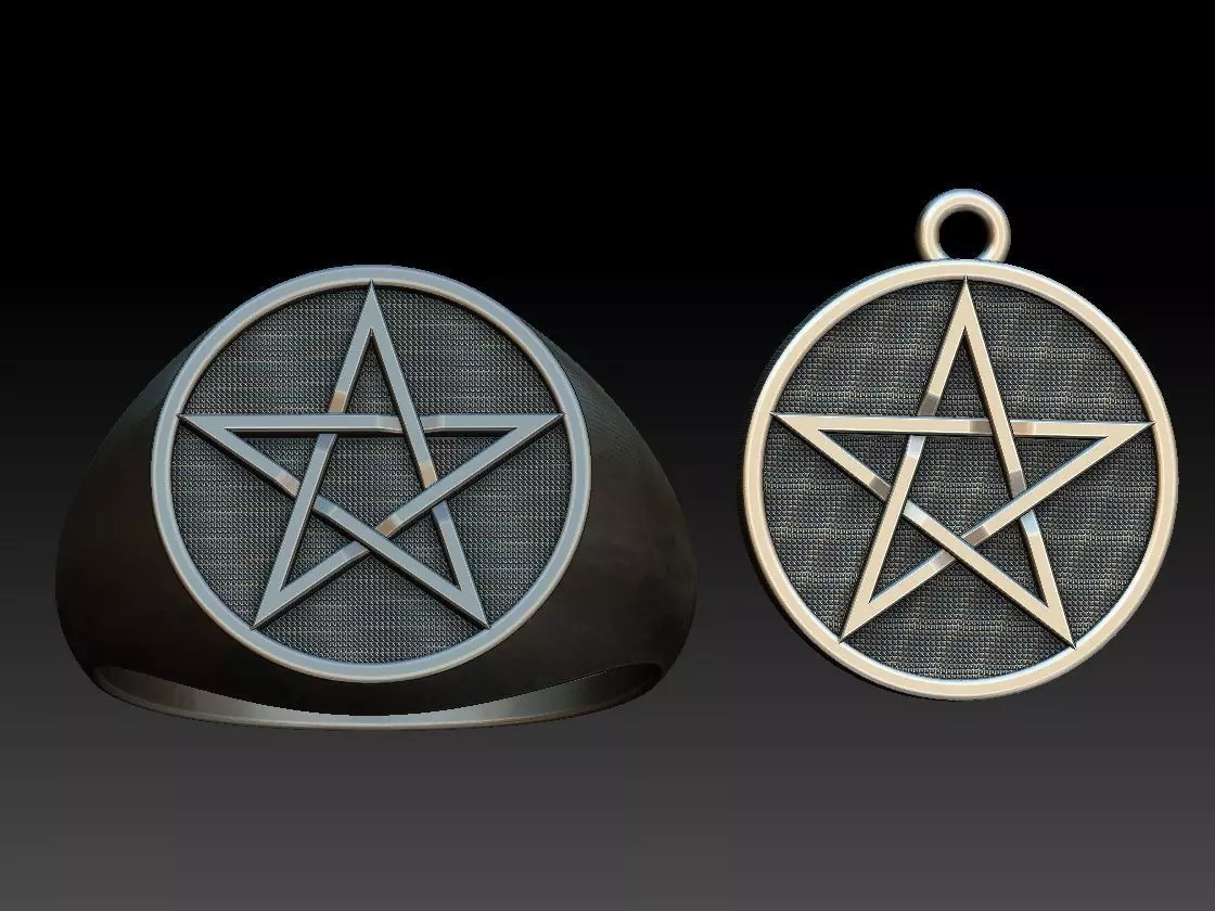 Pentagram Ring and Pendant 3D print model