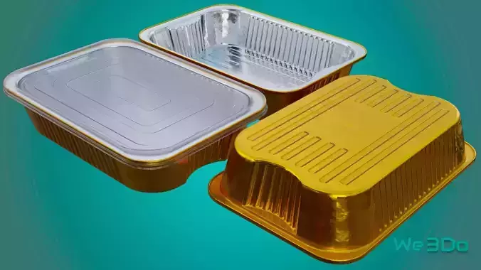 Gold Foil Baking Pans with Lids Low-poly 3D model