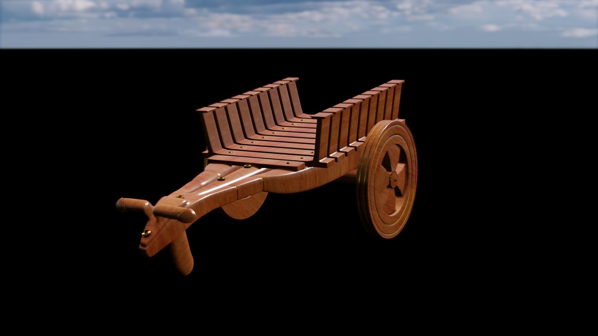 Bull Cart 3D Model Low-poly 3D model_3