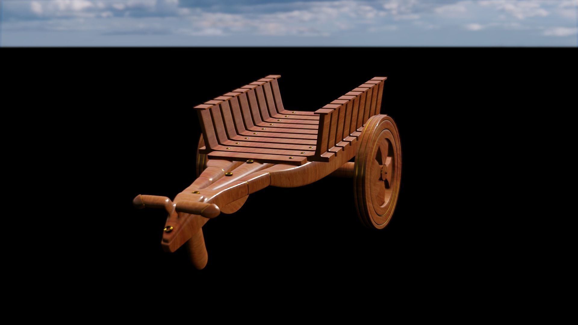 Bull Cart 3D Model Low-poly 3D model_5