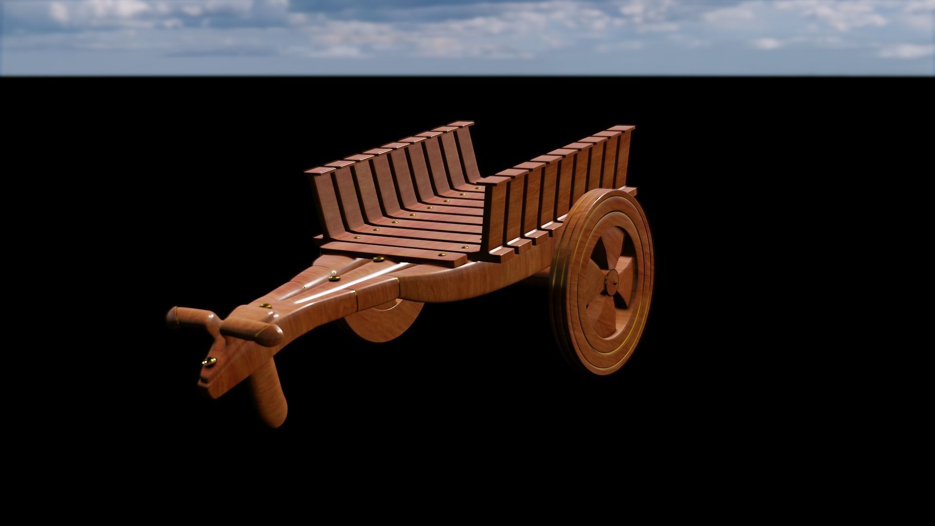 Bull Cart 3D Model Low-poly 3D model_2