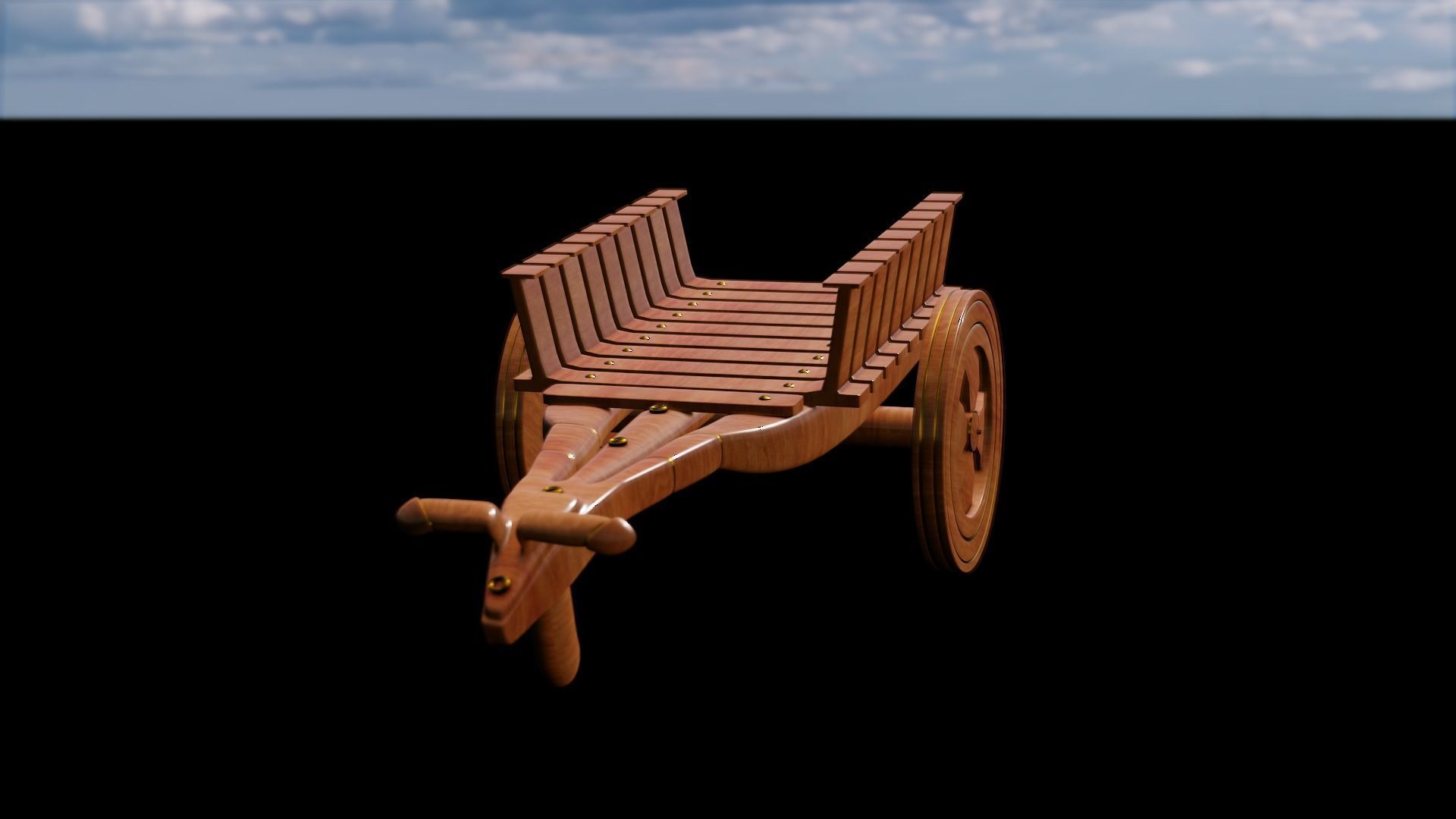 Bull Cart 3D Model Low-poly 3D model_7