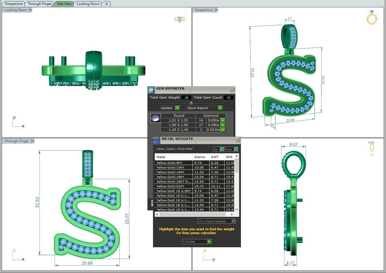 Alphabet Diamond pendant S  3D print model_1