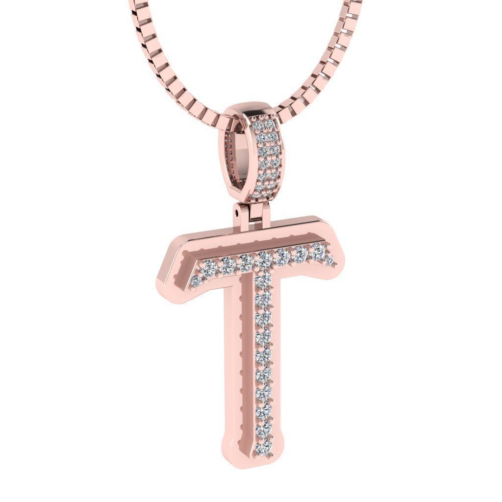 Alphabet Diamond pendant T 3D print model_14