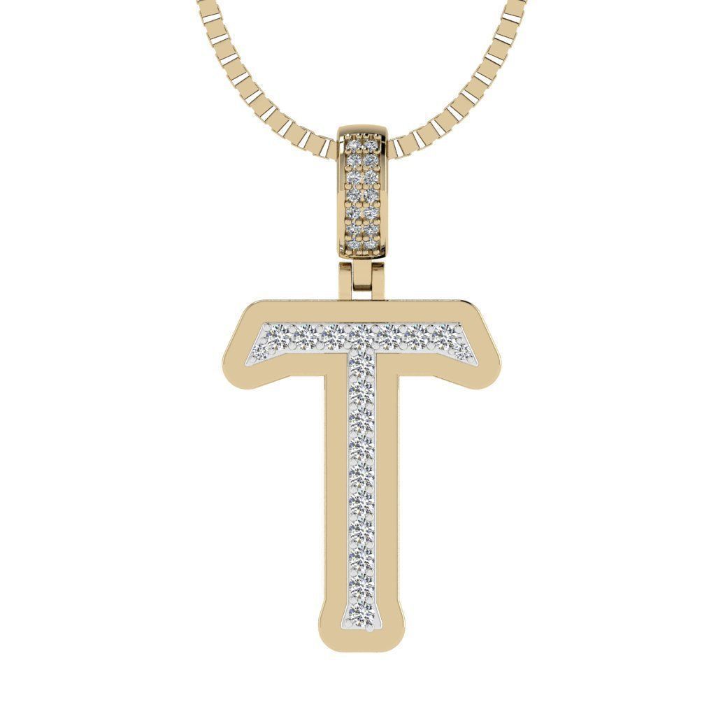 Alphabet Diamond pendant T 3D print model_15