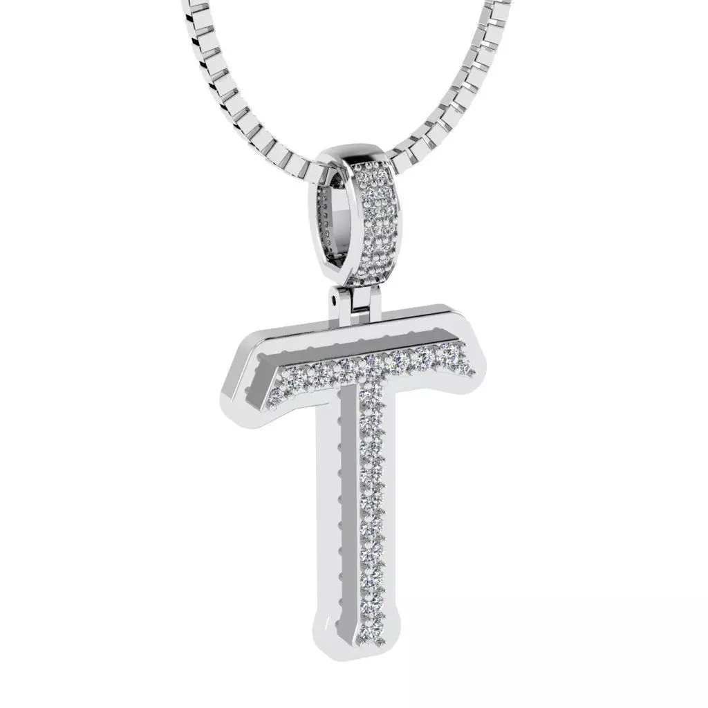 Alphabet Diamond pendant T 3D print model_0