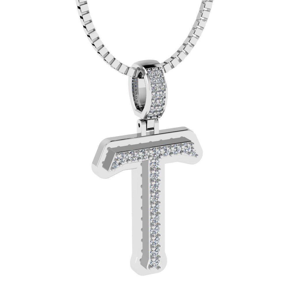 Alphabet Diamond pendant T 3D print model_19